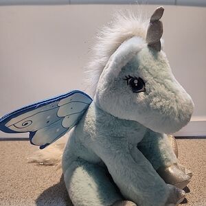 The Bear Factory Winged Unicorn-Blue & Sparkly Silver w/Mane And Horn